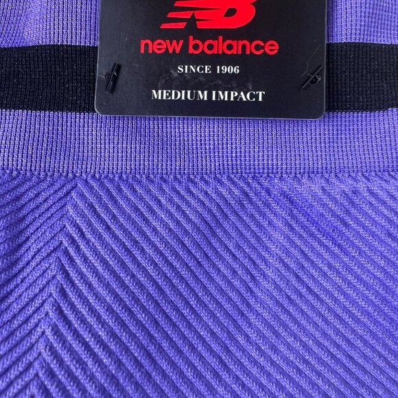 New Balance Seamless Medium Impact Sports Bra - Purple & Black Racerback Stretch - Picture 6 of 10